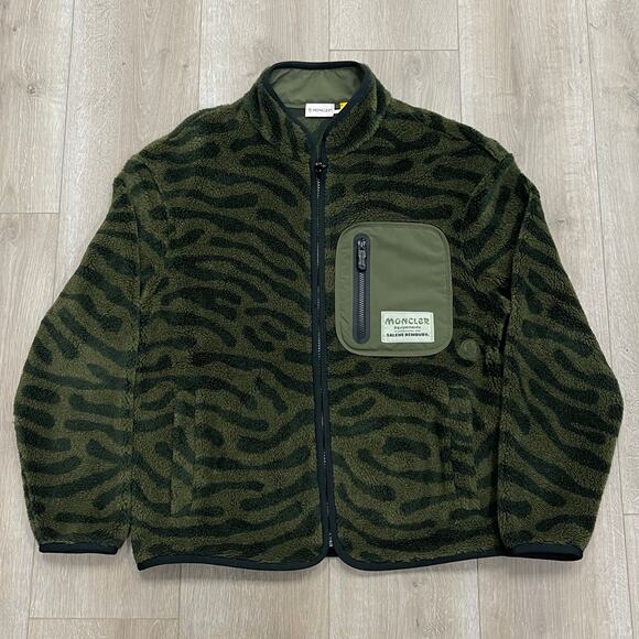 SS23 Moncler x Salehe Bembury Teddy Zip-Up Sweatshirt Dark Green Medium